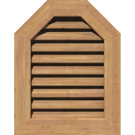 Octagonal Top Gable Vent Western Red Cedar Gable Vent W/1 X 4 Flat Trim Frame, 36W X 26H